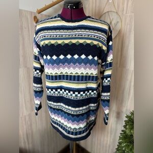 Paul Harris Design Vintage Colorful Striped Women’s Crewneck Sweater